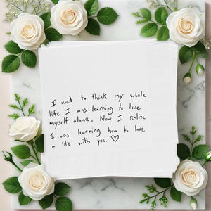 Personalized Love Note Handwriting Napkins, Custom Handwritten Note Paper Napkins, Printed Wedding Cocktail Napkins Custom Love Note Napkins