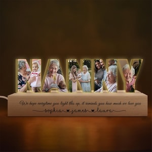 Personalized Nanny Night Light, Custom LED Name Lamp, Engraved Nanny Gift, RGB Acrylic Night Light, Grandma Gift, Mother&#39;s Day Light