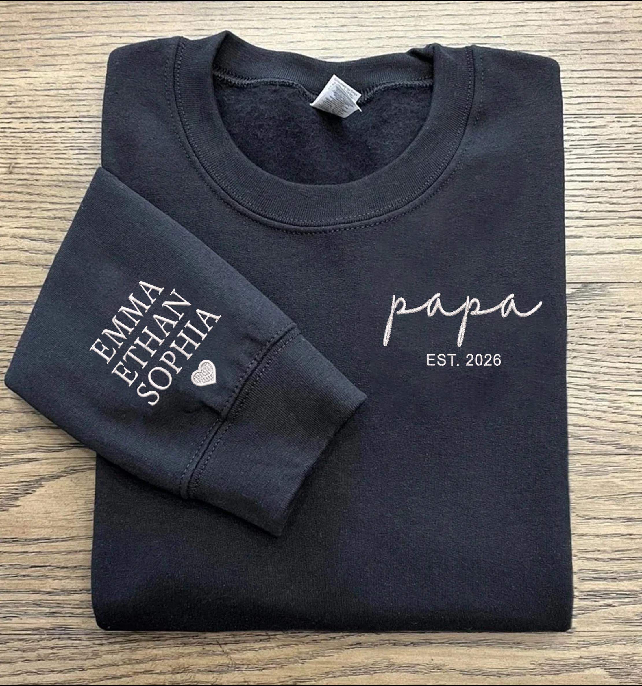 Custom Papa Sweatshirt, Custom Embroidered Papa Quarter Zip