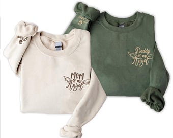 Mom of An Angel and Dad of An Angel Sweatshirt, Custom Embroidered Sweatshirt, Personalized Baby Memorial Sweatshirt, Remembrance Gifts