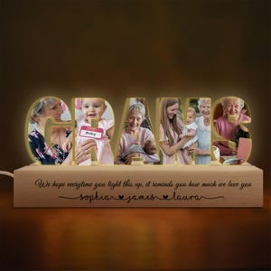 Personalized Grams Night Light, Custom LED Name Lamp, Engraved Grams Gift, RGB Acrylic Night Light, Grandma Gift, Mother&#39;s Day Present