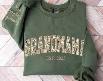 Custom Grandmama Sweatshirt - Floral Appliqué Embroidered Grandmama Sweater, Grandma Shirt, Grandmama Gifts, Mother’s Day, Christmas 2025