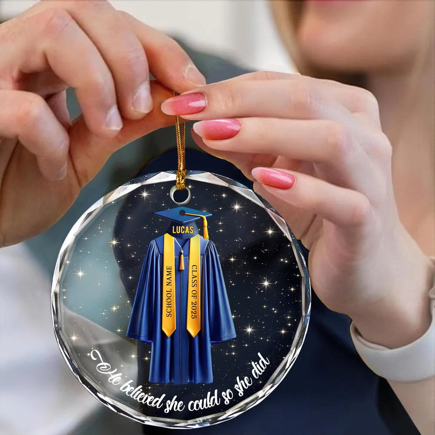 Senior Glass Ornament, Custom Graduation Christmas Ornament, Personalized Class of 2024 2025 Ornament, Gifts for Senior Graduate Grad to be
