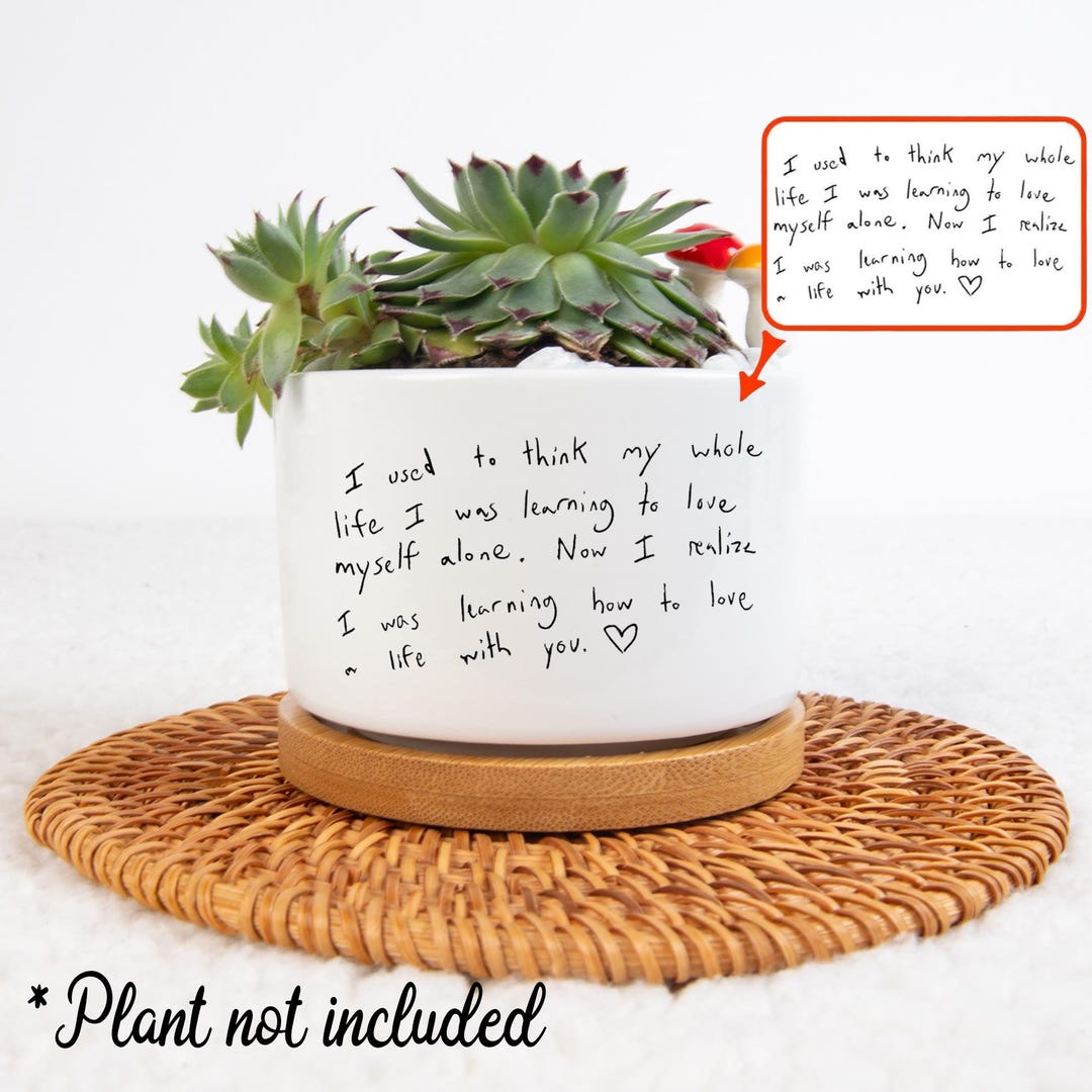 Pot Note Personalized Love Note Handwriting Plant Pot, Custom Handwritten Note ...