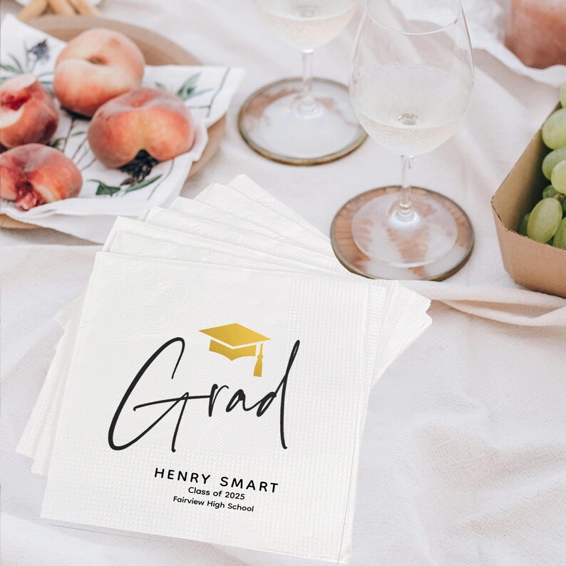 Custom Graduation Napkins | Graduation Party Decor | Class of 2025 ...