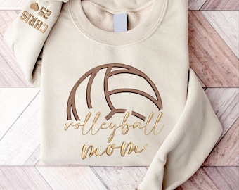 Custom Embroidered Volleyball Mom Sweatshirt, Volleyball Hoodie Sweater, Custom Volleyball Mom Sweatshirt with Kid Name, Volleyball Sweater