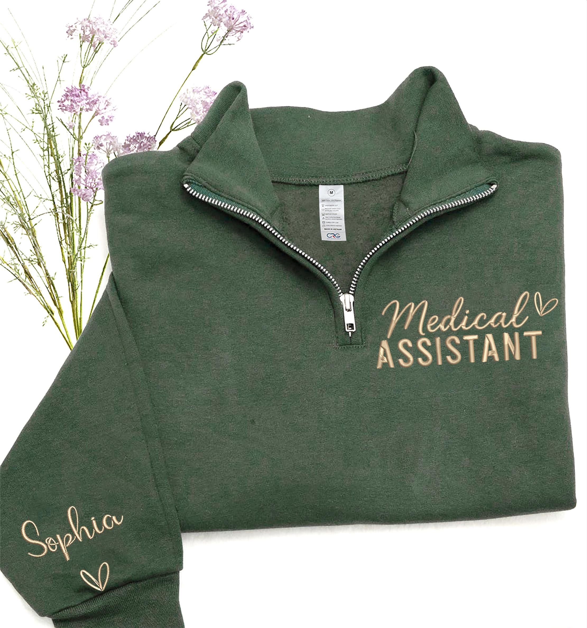 トップス Alwayth for wake sweat set up size XL Medical Assistant Quarter Zip Sweatshirt, Personalized MA Hoodie