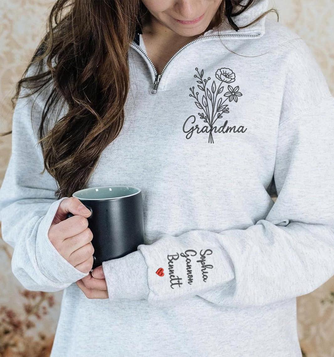 Custom Embroidered Glamma Sweatshirt With Grandkids Names on