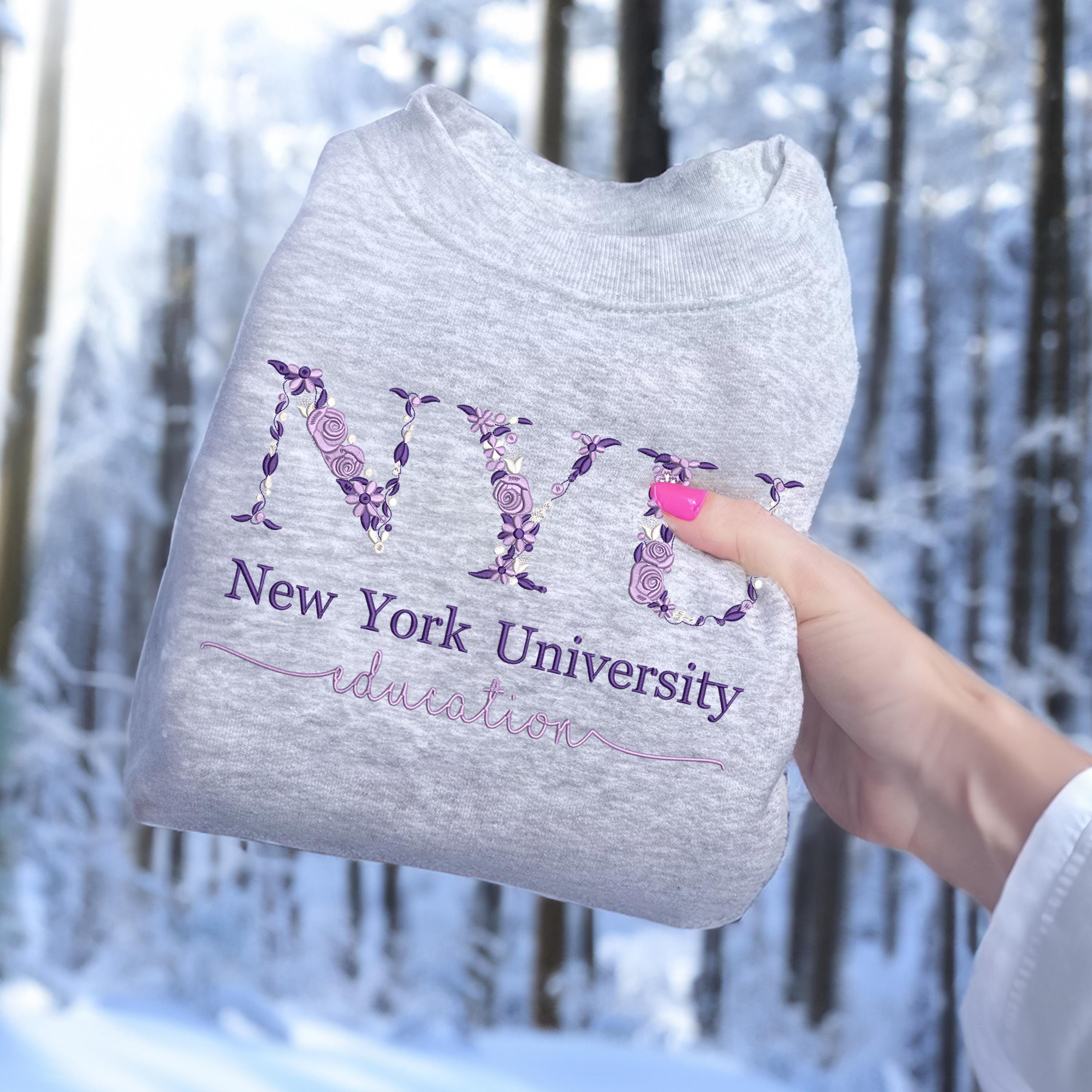 Custom College Floral Embroidered Sweatshirt, University Sweatshirt,  College Hoodie Sweatshirt, High School Shirt,graduation Gift, Sorority -  Etsy