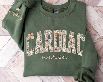 Embroidered Cardiac Nurse Sweatshirt: Cardiovascular Crewneck