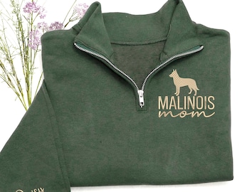 Malinois mama Quarter Zip Sweatshirt - Dog's Name Hoodie - Belgian Malinois Dog Owner Gift - Malinois Dog Crewneck - Custom Malinois Sweater