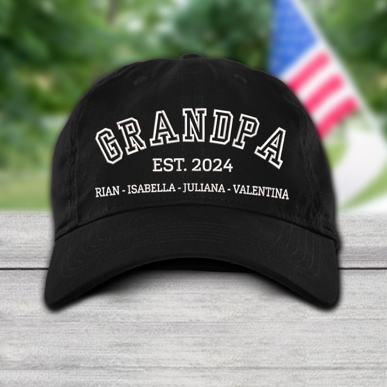 Funny Grandpa Est. 2024 Baseball Cap - 3D Embroidered Adjustable Cotton Dad Hat For Grandfathers - View #5