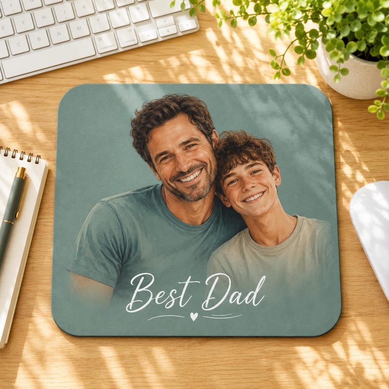 Father Script Personalized Soft Illustration Mouse Pad for Father’s Day, Custom Dad ...