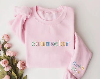 Custom Embroidered School Counselor Sweatshirt, Gift for School Counselor Graduation, School Counselor Sweater, Guidance Counselor Crewneck