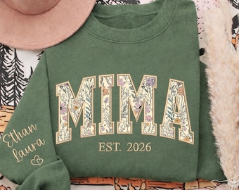 Custom Embroidered Mima Sweatshirt, Mima Floral Applique Sweatshirt, Gift for New Grandma, Mom Gift, Gift for Mama, Christmas 2026