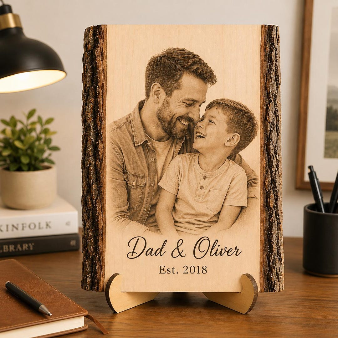 Custom Photo Outline Personalized Dad Rustic Wood Sign, Custom Outline Portrait From Photo ...