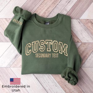 Custom Embroidered Varsity Crewneck, Embroidery Crewneck, Embroidered Sweatshirt, university sweaters, personalized sweatshirt with thread