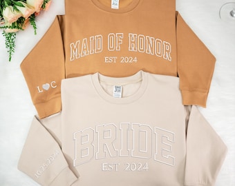 Custom Embroidered Maid of Honor Sweatshirt, Bridesmaid Shirts Maid of Honor Gift, Matron of Honor, Bridesmaid Gifts Personalized Sweater