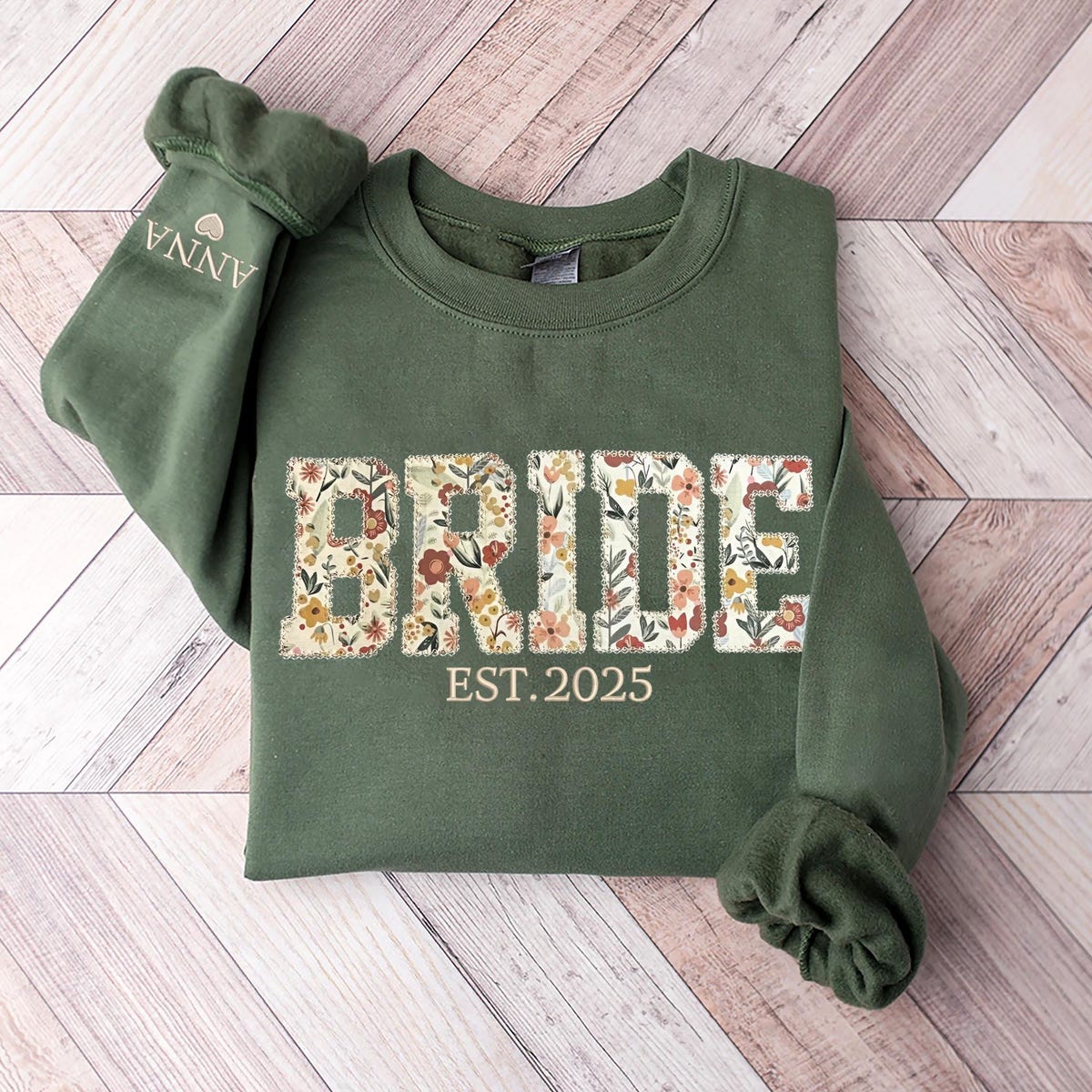 Custom Embroidered Bride Sweatshirt, Custom Floral Bride Sweatshirt, Wedding Gifts, Applique Bride Sweater, Bridal Shower, Wedding Gift - Etsy