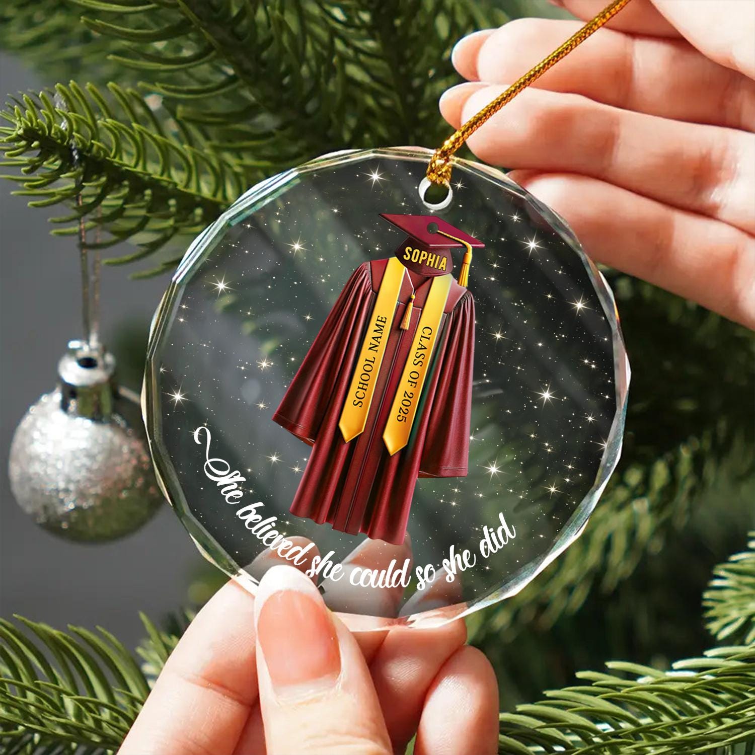 Senior Glass Ornament, Custom Graduation Christmas Ornament, Personalized Class of 2024 2025 Ornament, Gifts for Senior Graduate Grad to be