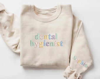 Custom Embroidered Pastel Dentist Sweatshirt Shirt Hoodie, Dental Hygienist Gifts, Dental Assistant Gifts, Valentines Dentist, Dental Gifts