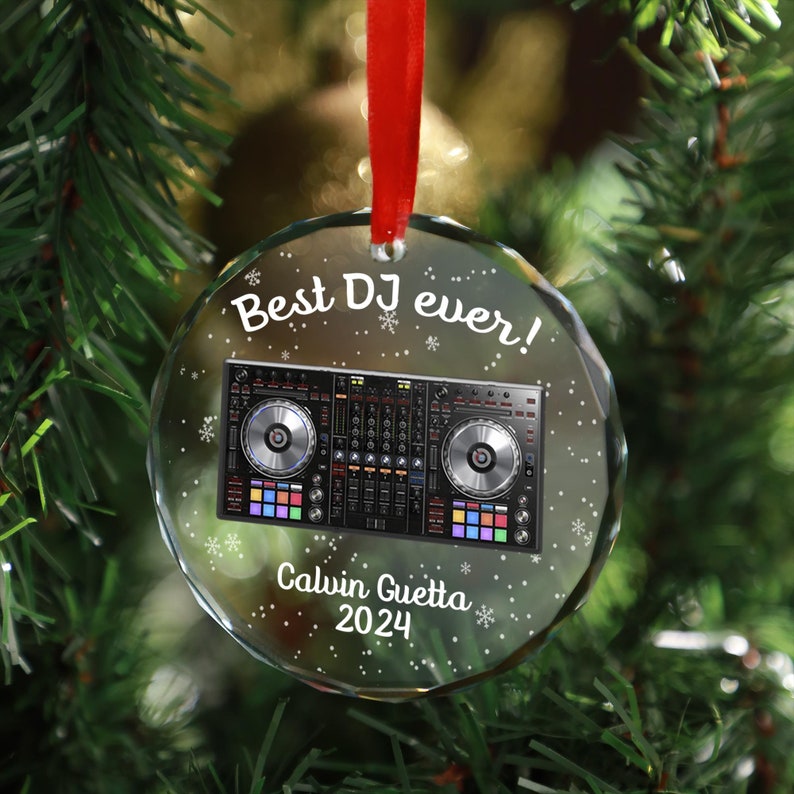 Custom DJ Glass Ornament, Personalized DJ Christmas Ornament, Unique