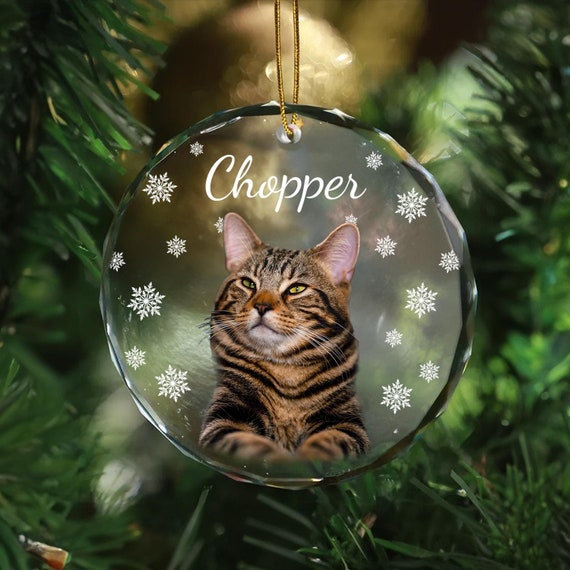 Personalized Cat Ornament Custom Cat Photo Ornament Pet Portrait Drawing Christmas Ornament Custom Kitten Picture Ornament Memorial Ornament