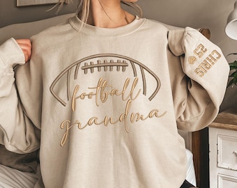 Custom Embroidered Football Grandma Sweatshirt, Football Sweatshirt, Sports Grandma Hoodie, Custom Football Grandma Sweatshirt with Kid Name