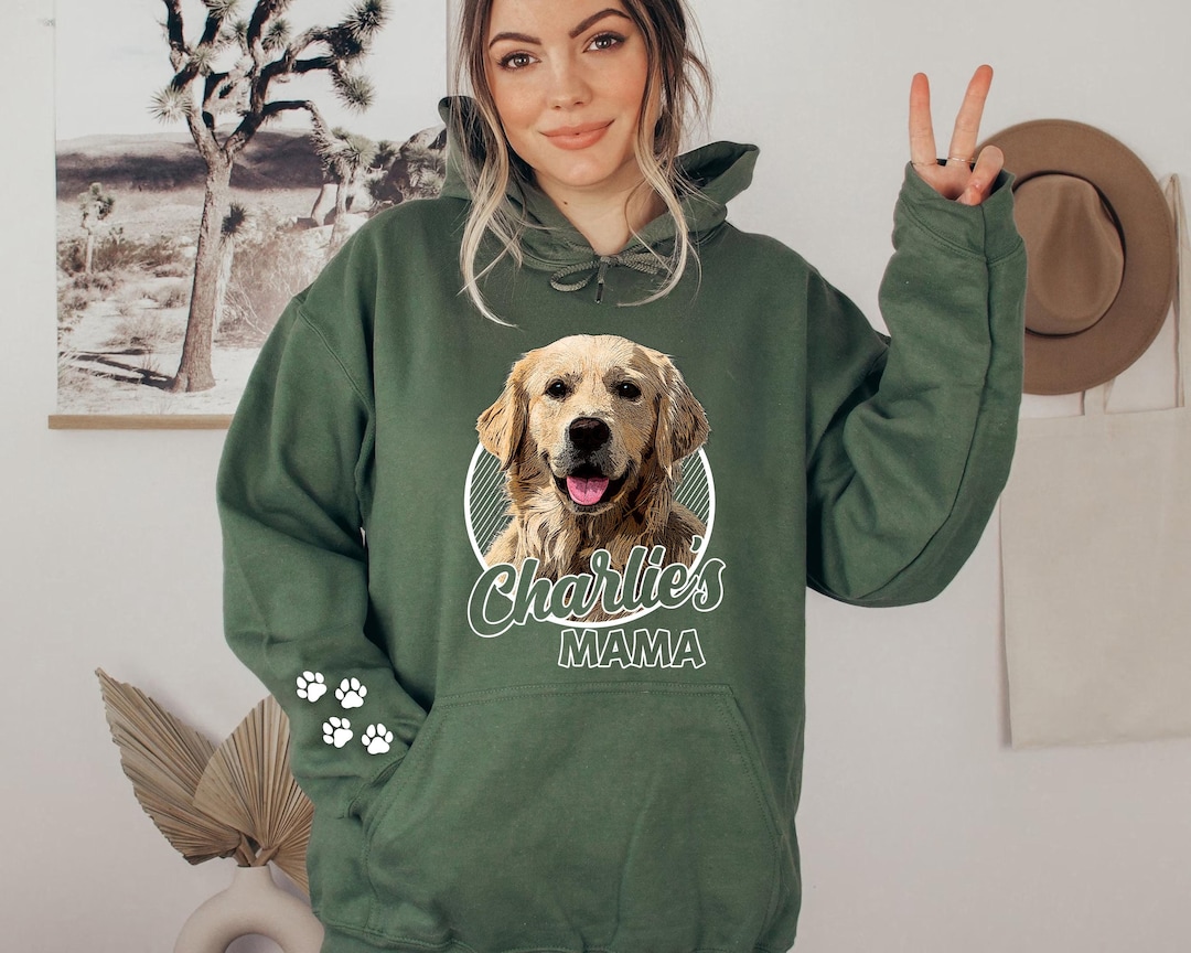 Personalized Pet Portrait Hoodie, Custom Dog Sweatshirt, Pet Lover Gift ...