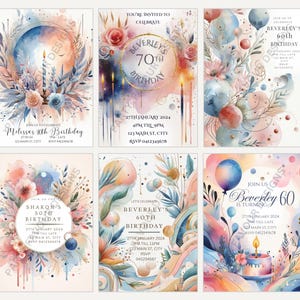 Digital or Hard Copy Personalised Adult Birthday Party Invitations, 5 x7