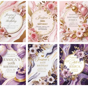 Digital or Hard Copy. Personalised Adult Birthday Party Invitations, 5 x7