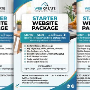 Custom Website Design 3 Pages Responsive SEO Ready