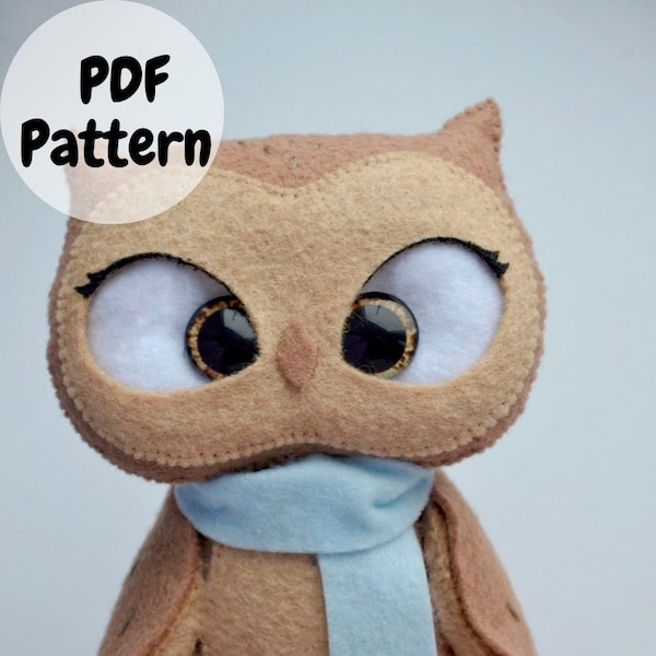 Owl sewing pattern, Owl PDF pattern , felt pattern PDF , forest animal pattern, felt toy pattern, manufacturing scheme felt toy