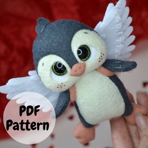 Penguin PDF pattern, Valentine’s Day sawing pattern , felt penguin digital pattern , valentine day crafts felt, , felt toy gift pattern