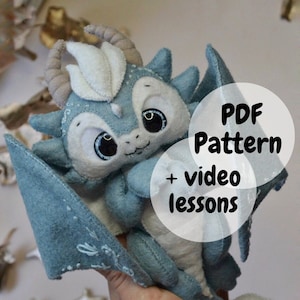 Felt Dragon PDF pattern, dragon pattern , felt pattern PDF , felt toy pattern, felt toy for dragon nursery pattern, step-by-step video