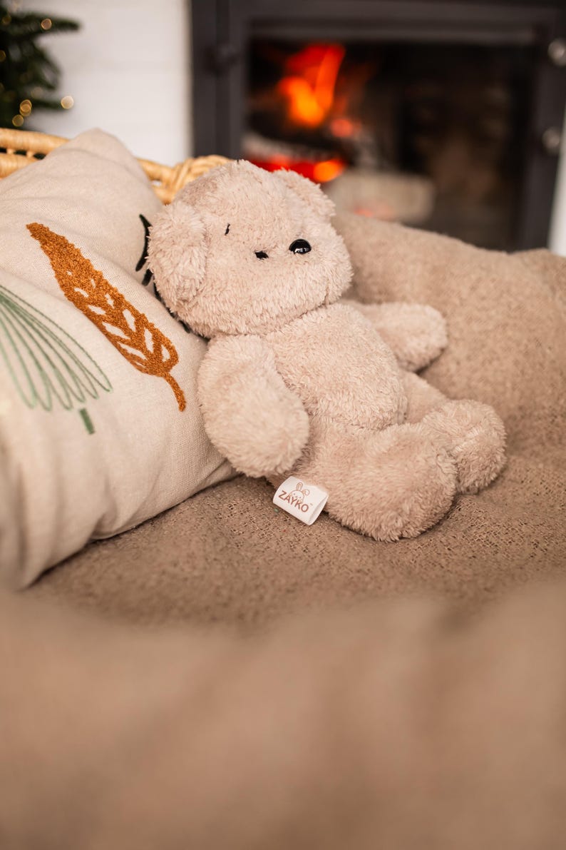 Mjuk plyschleksak med vitt brus – Björn | Avtagbar ljudmodul | Babyshowerpresent bild 15