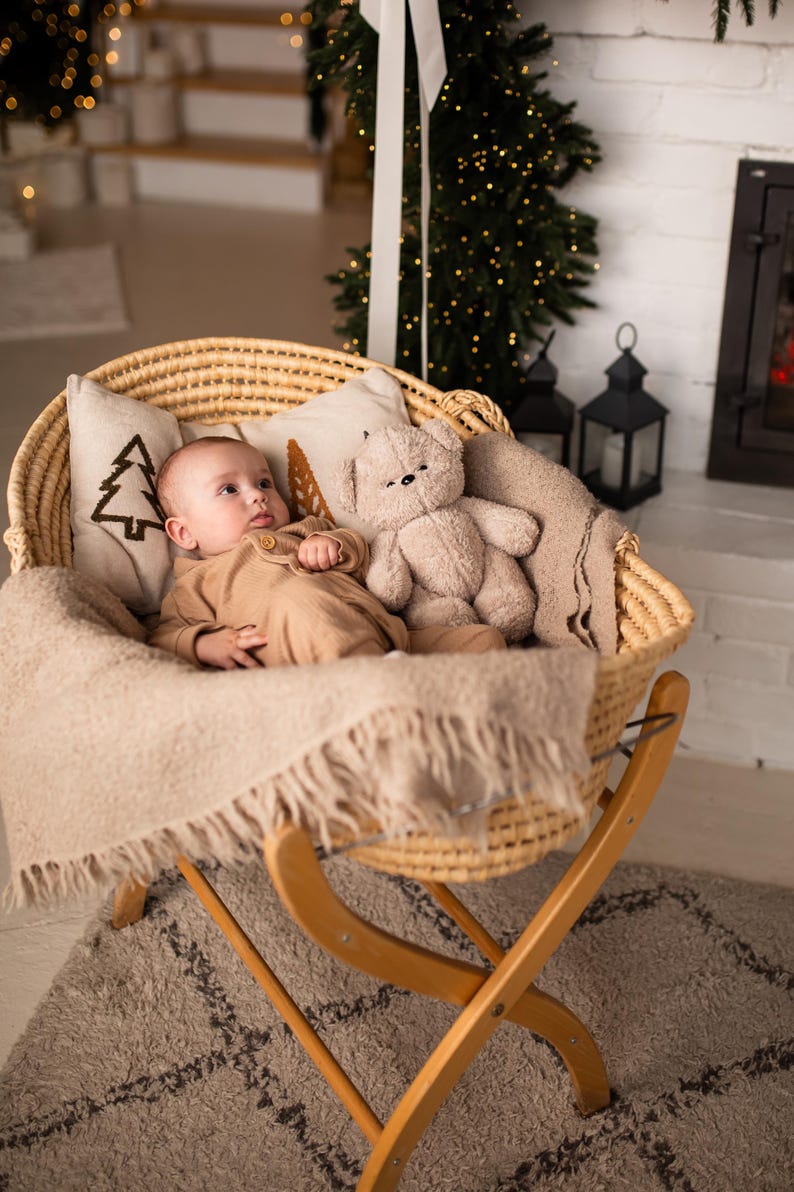 Mjuk plyschleksak med vitt brus – Björn | Avtagbar ljudmodul | Babyshowerpresent bild 14