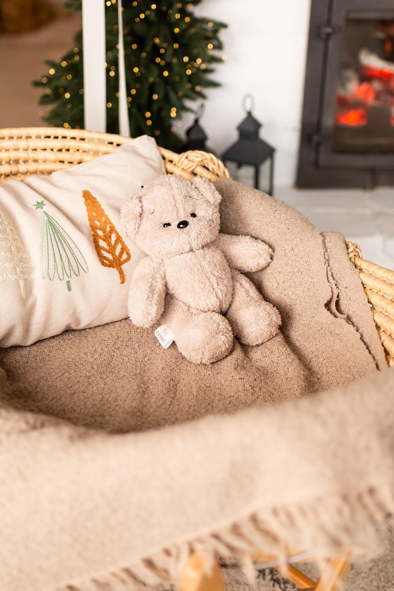 Mjuk plyschleksak med vitt brus – Björn | Avtagbar ljudmodul | Babyshowerpresent bild 1