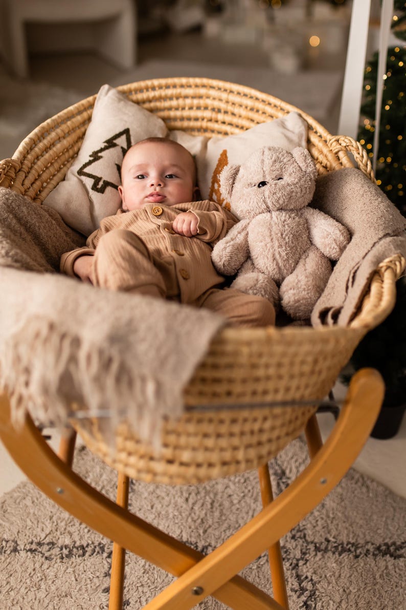 Mjuk plyschleksak med vitt brus – Björn | Avtagbar ljudmodul | Babyshowerpresent bild 17