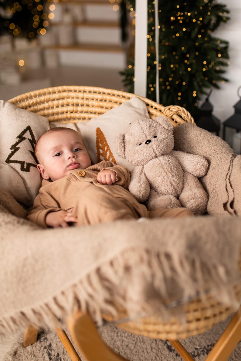 Mjuk plyschleksak med vitt brus – Björn | Avtagbar ljudmodul | Babyshowerpresent bild 18