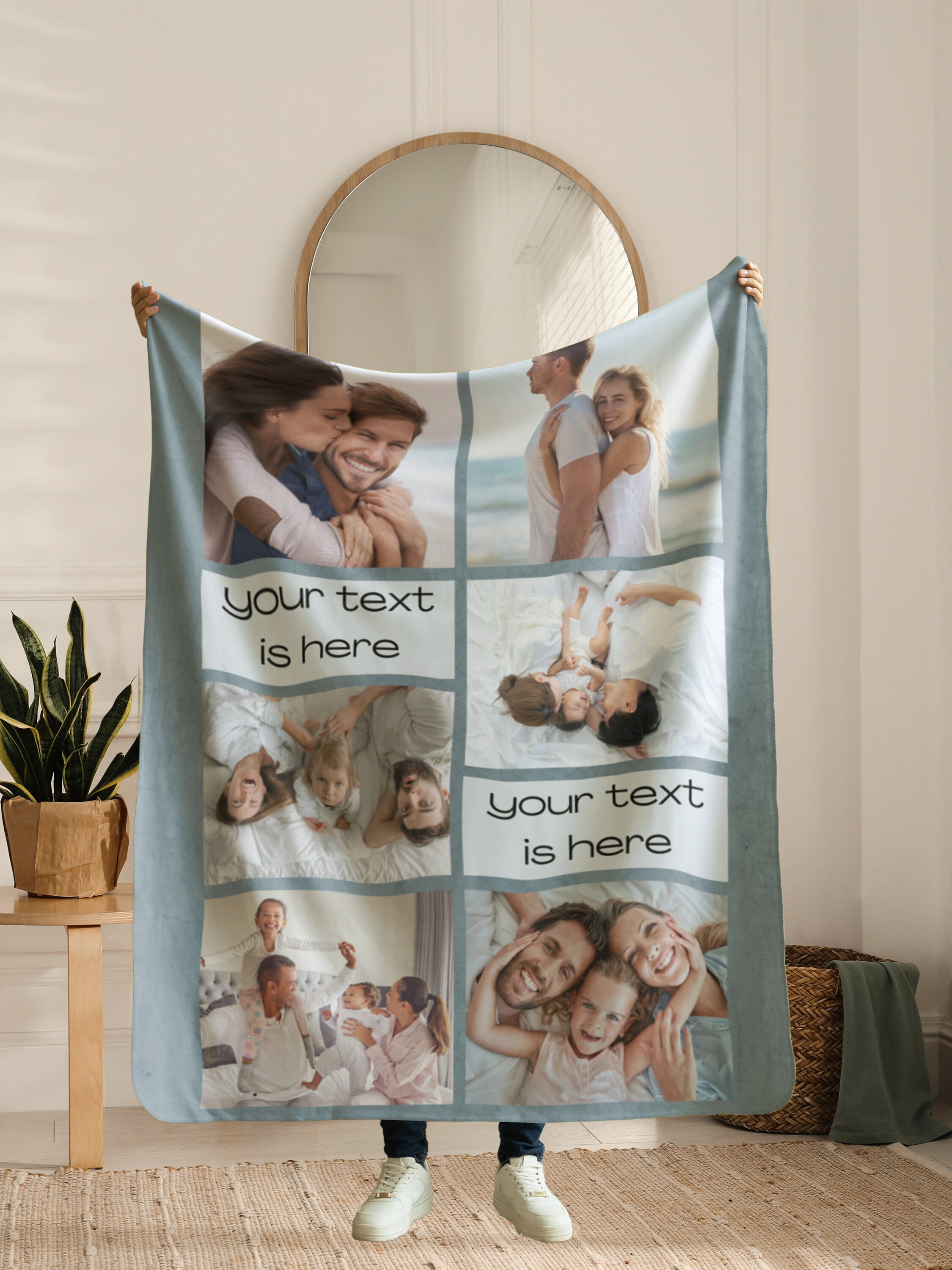 Custom Blanket With Text,picture Collage Blankets, Customizable Photo Blanket Collage,super Cozy