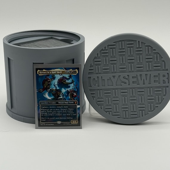 TMNT Sewer MTG deck box, commander size, fits double-sleeved 100+, Screw on lid
