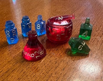 Potion Dice Set for DnD, Pathfinder, Dice Collectors, Resin Dice, TTRPG Gift, Nerd Gift