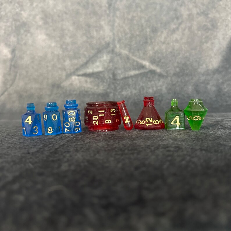 Potion Dice Set for DnD, Pathfinder, Dice Collectors, Resin Dice, TTRPG Gift, Nerd Gift image 2