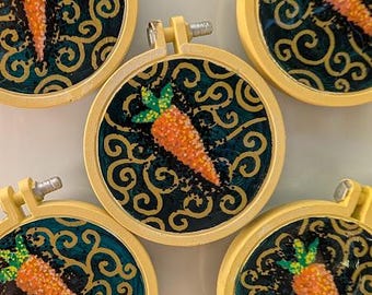 CARROT MAGNET *Limited Item* Miniature Painting Magnet, Refrigerator Magnet, Limited Series, Hand Painted, Kitchen Décor, Whimsical