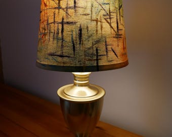 Painted Lampshade, Multicolor, Lampshade, Abstract Home Decor, Abstract Lampshade, One of a Kind, Linen Lampshade, Colorful Lampshade