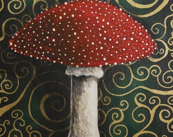 RED MUSHROOM, Whimsical Mushroom, Fairytale Mushroom, Earthy Decor, Mushroom Art, Cottagecore Aesthetic, Digital Print
