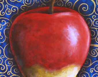 Apple, Apple Print, Apple Painting, Fruit, Fruit Decor, Fruit Print, Fruit Wall Art, Red Apple, Red Apple Print, Easy to Frame Print