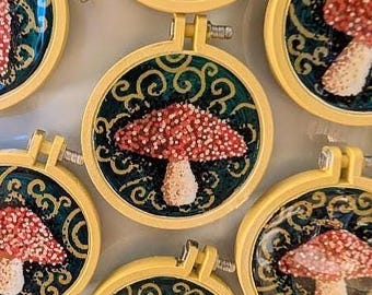 MUSHROOM MAGNET *Limited Item* Miniature Painting Magnet, Refrigerator Magnet, Limited Series, Hand Painted Magnet, Kitchen Décor, Whimsical