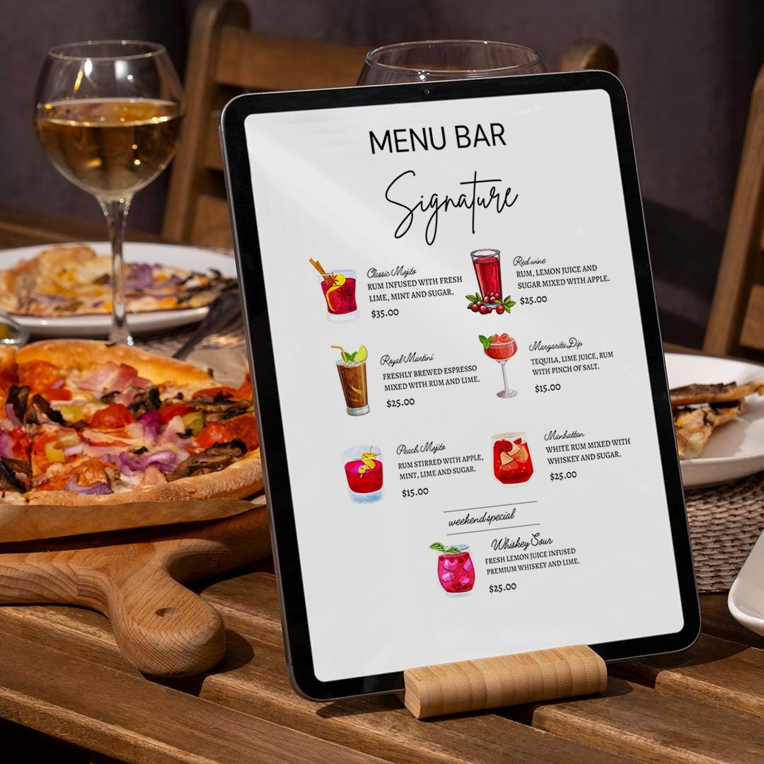 Bar Menu Template | Signature Drink Sign Template | Modern Editable ...